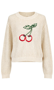 Вязаный пуловер с ручной вышивкой