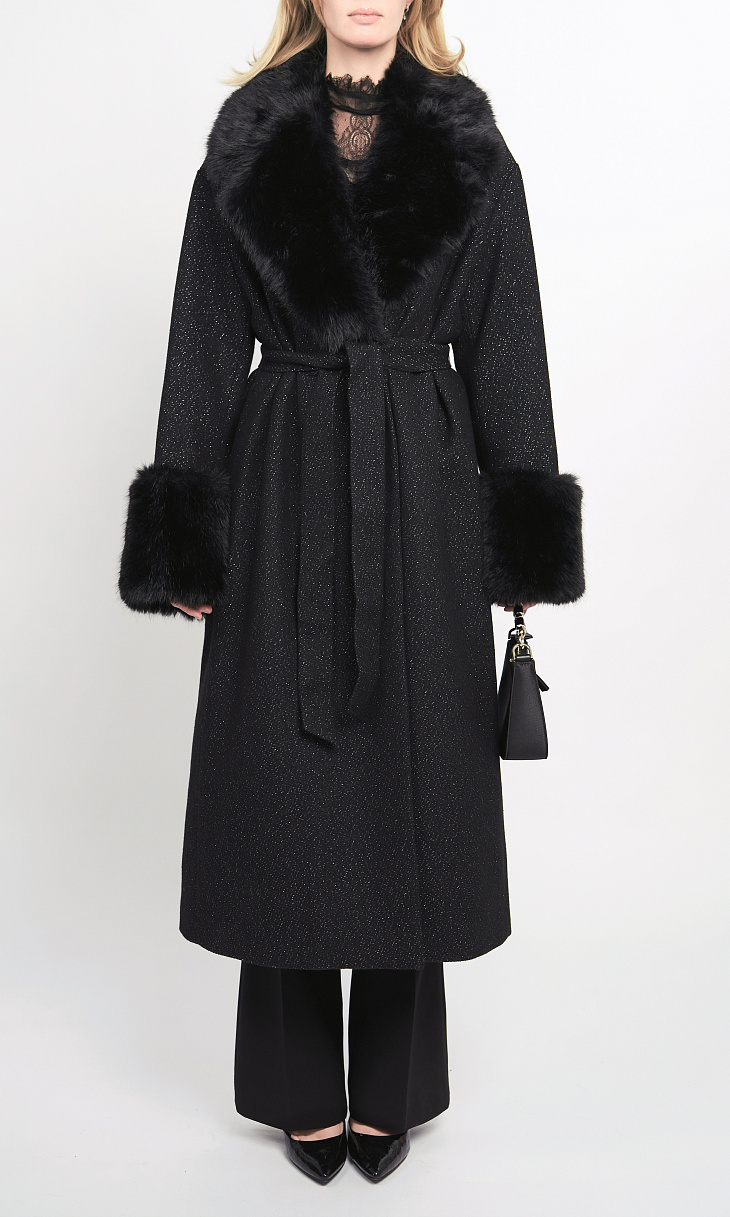 TWINSET: Пальто с искусственным мехом