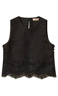 Льняной топ с кружевом