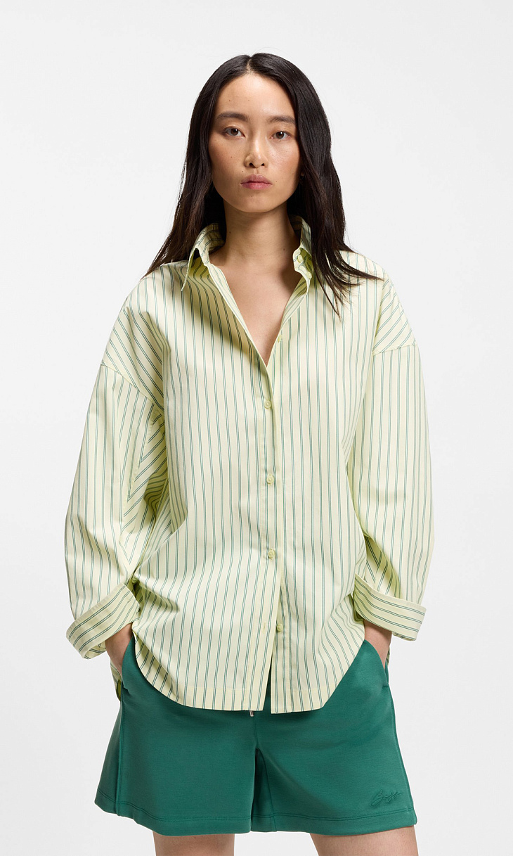 HUGO BOSS: Рубашка оверсайз из поплина