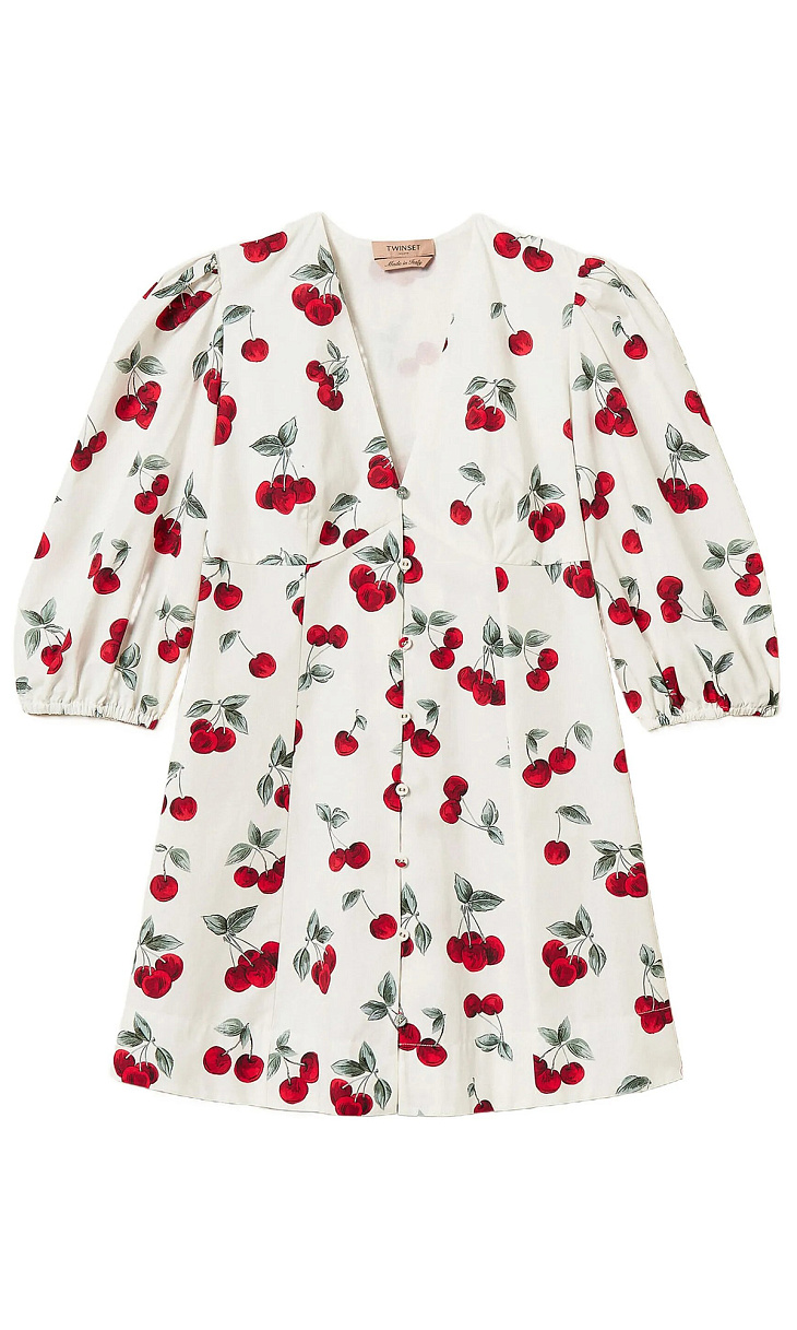 TWINSET: Платье из поплина с принтом