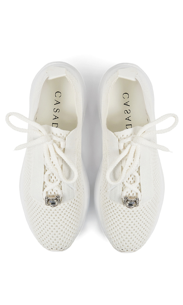 CASADEI: Трикотажные кроссовки со стразами