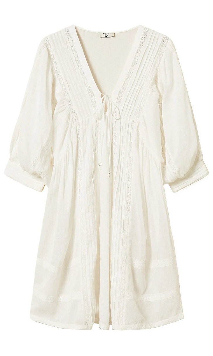 TWINSET: Муслиновое платье с кружевом