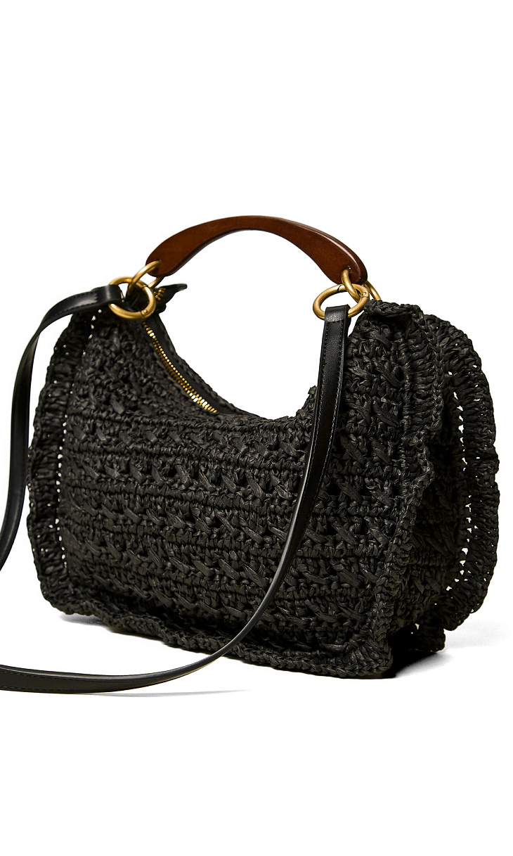 TWINSET: Сумка из рафии с вязаным декором