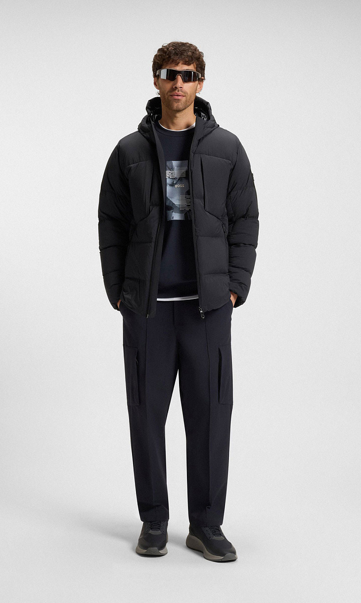 HUGO BOSS: Пуховик с капюшоном