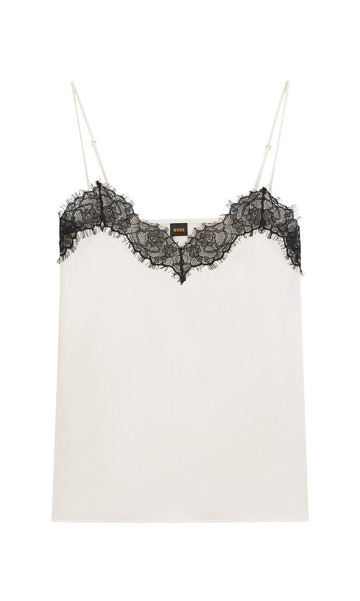 HUGO BOSS: Топ с кружевом