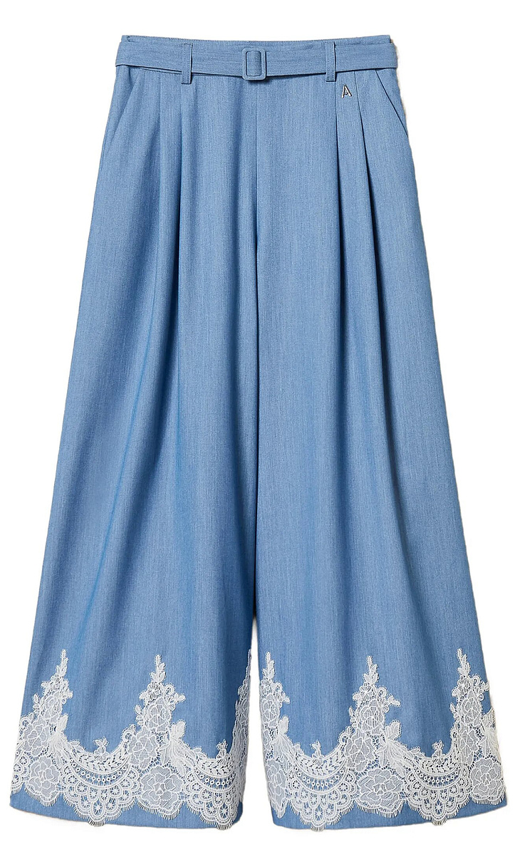 TWINSET: Брюки-палаццо с кружевом