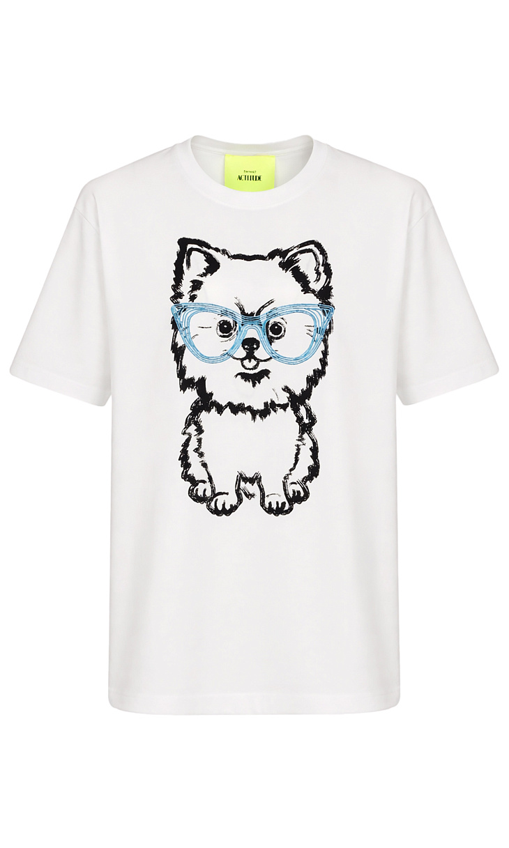 TWINSET: Футболка с принтом и вышивкой