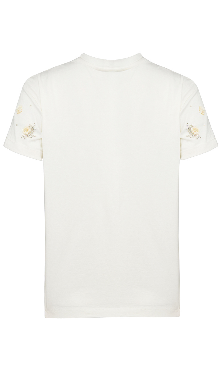 TWINSET: Футболка с бисером и аппликацией