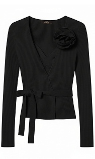 Трикотажный кардиган и топ с брошью