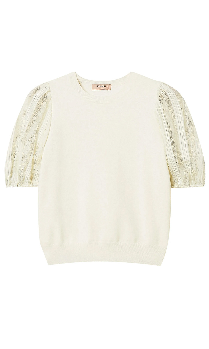 TWINSET: Пуловер с кружевными рукавами