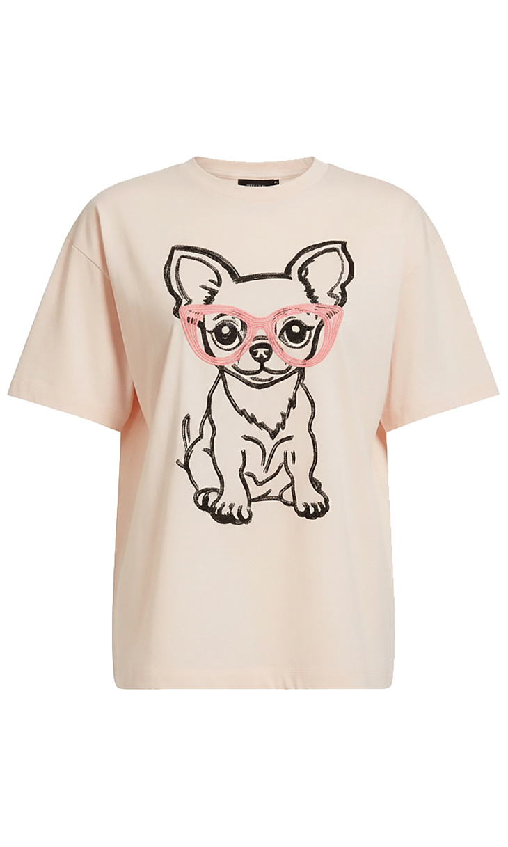 TWINSET: Футболка с принтом и вышивкой