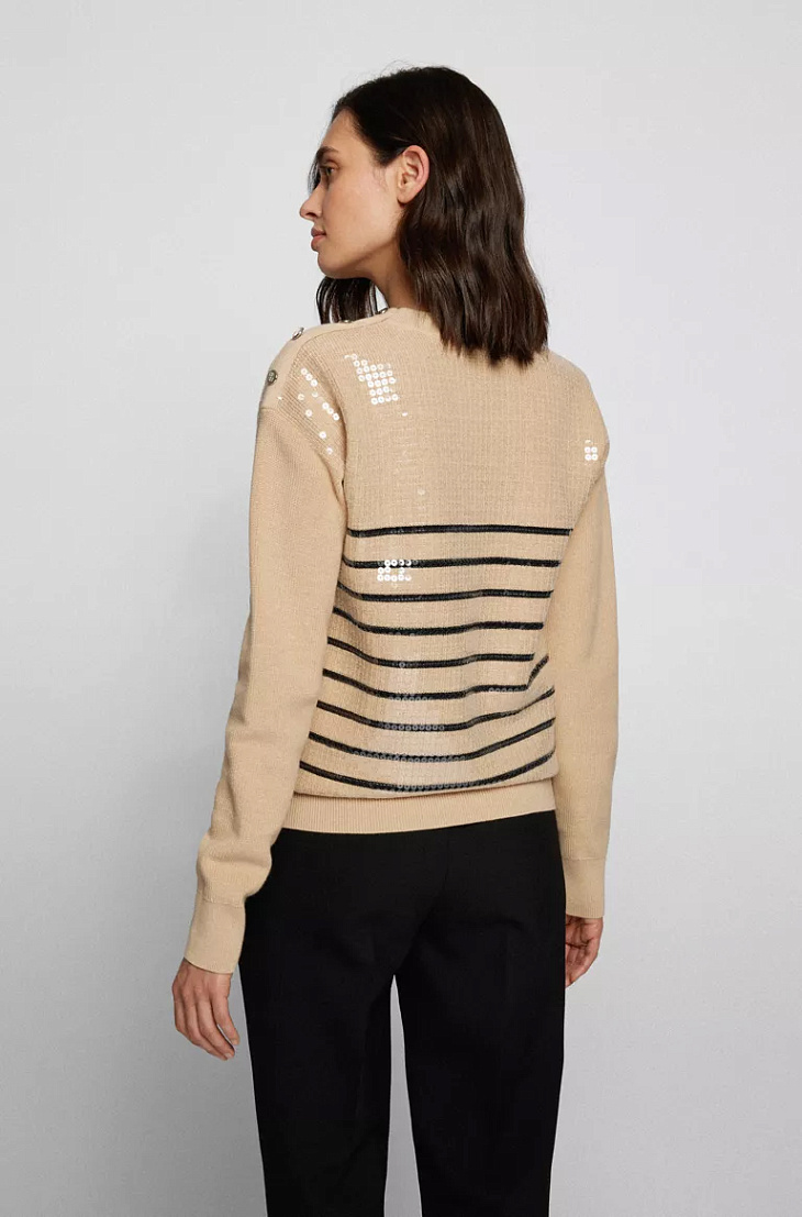 HUGO BOSS: Пуловер из хлопка с шелком
