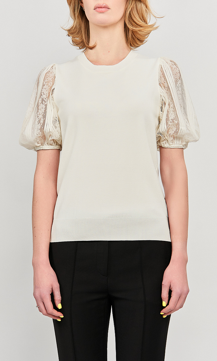 TWINSET: Пуловер с кружевными рукавами
