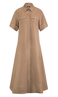 Платье-рубашка из льна