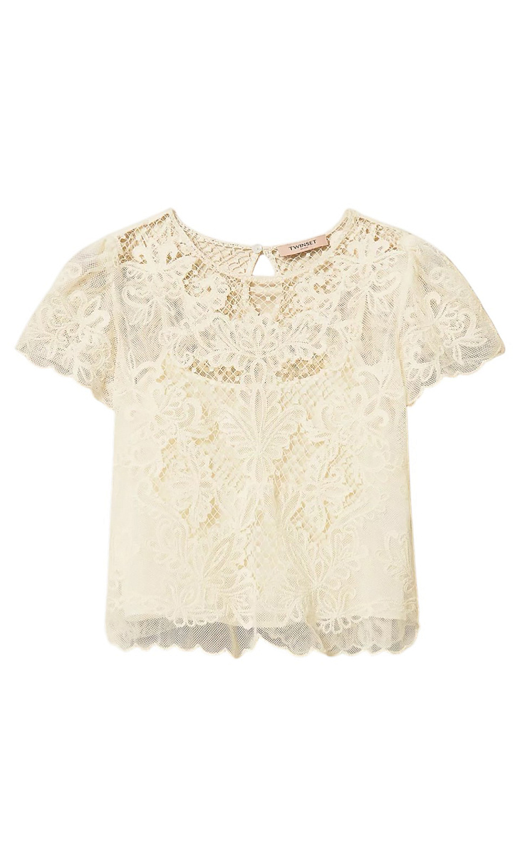 TWINSET: Муслиновая блуза с вышивкой