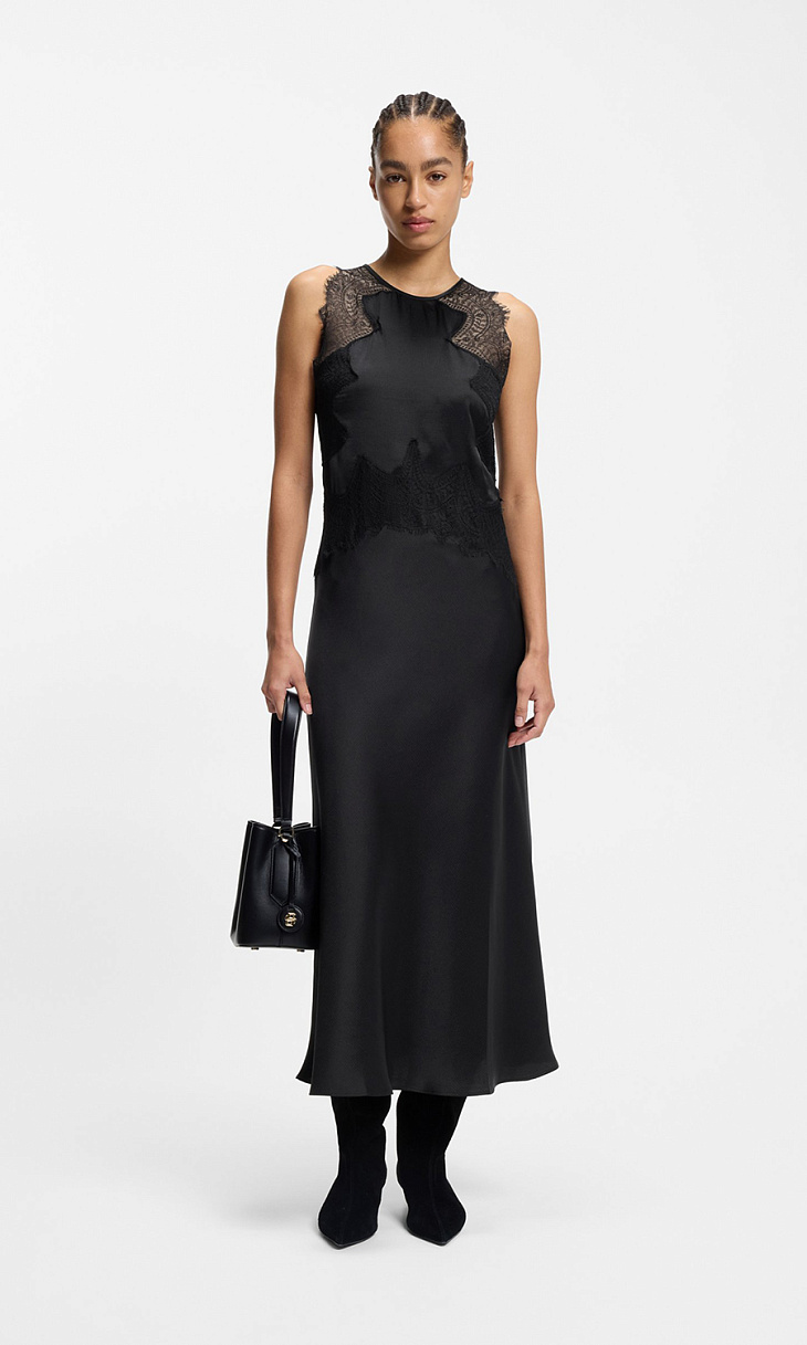 HUGO BOSS: Платье с кружевом