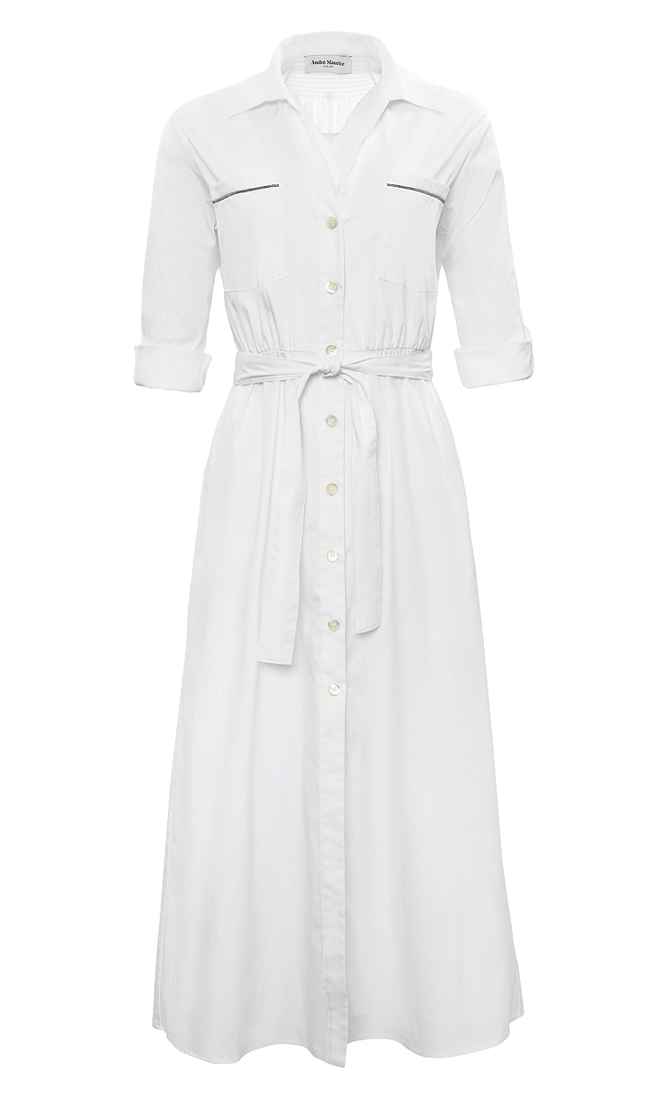 ANDRE MAURICE: Платье-рубашка из хлопка