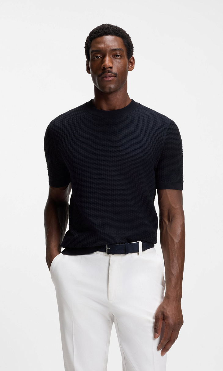 HUGO BOSS: Пуловер из фактурного трикотажа