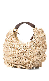 Сумка из рафии с вязаным декором
