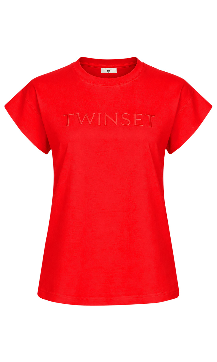TWINSET: Футболка с вышитым логотипом