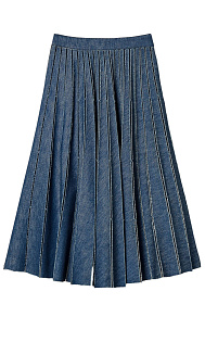 Плиссированная джинсовая юбка