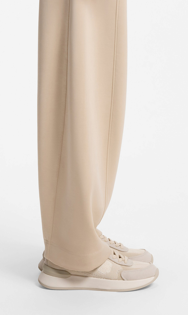 HUGO BOSS: Трикотажные кроссовки с замшевой отделкой