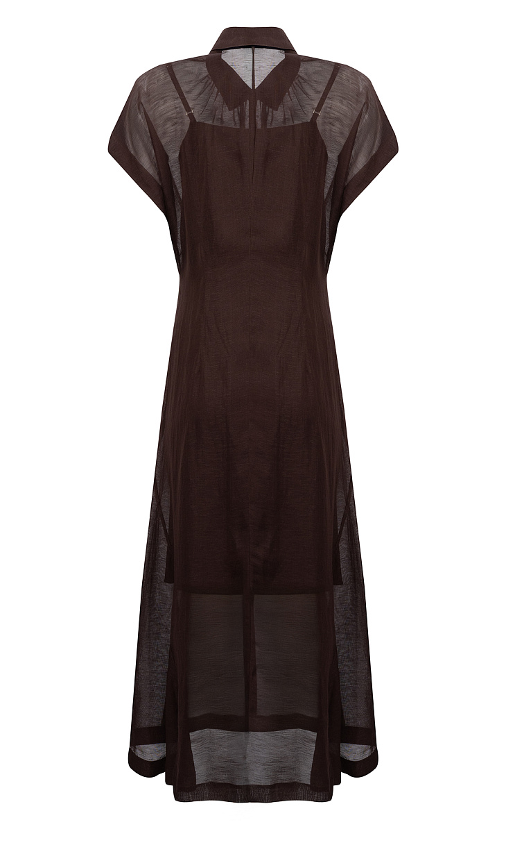 HUGO BOSS: Платье из вискозы и льна