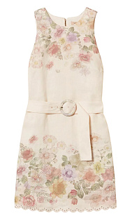 Льняное платье с принтом и вышивкой