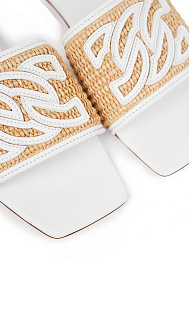 Шлепанцы из кожи и текстиля