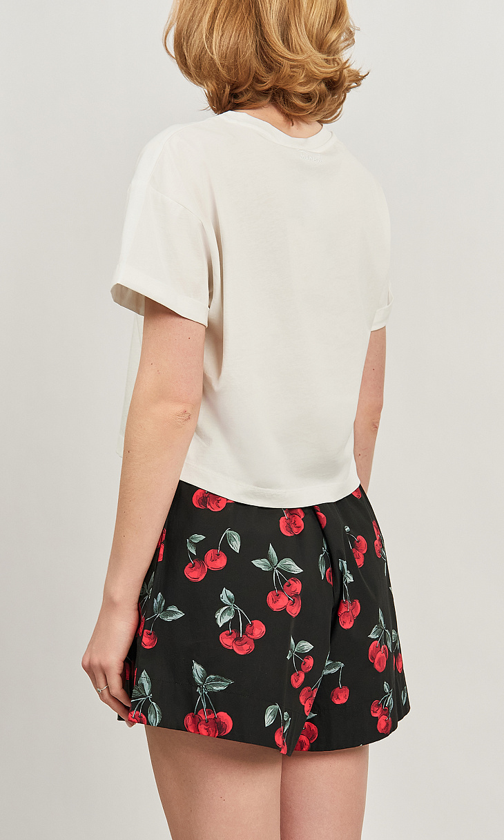 TWINSET: Укороченная футболка с вышивкой