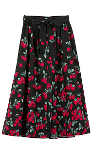 Юбка из поплина с вишневым принтом