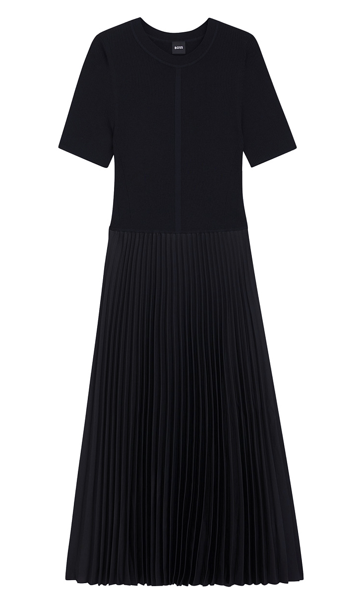 HUGO BOSS: Платье с плиссированной юбкой