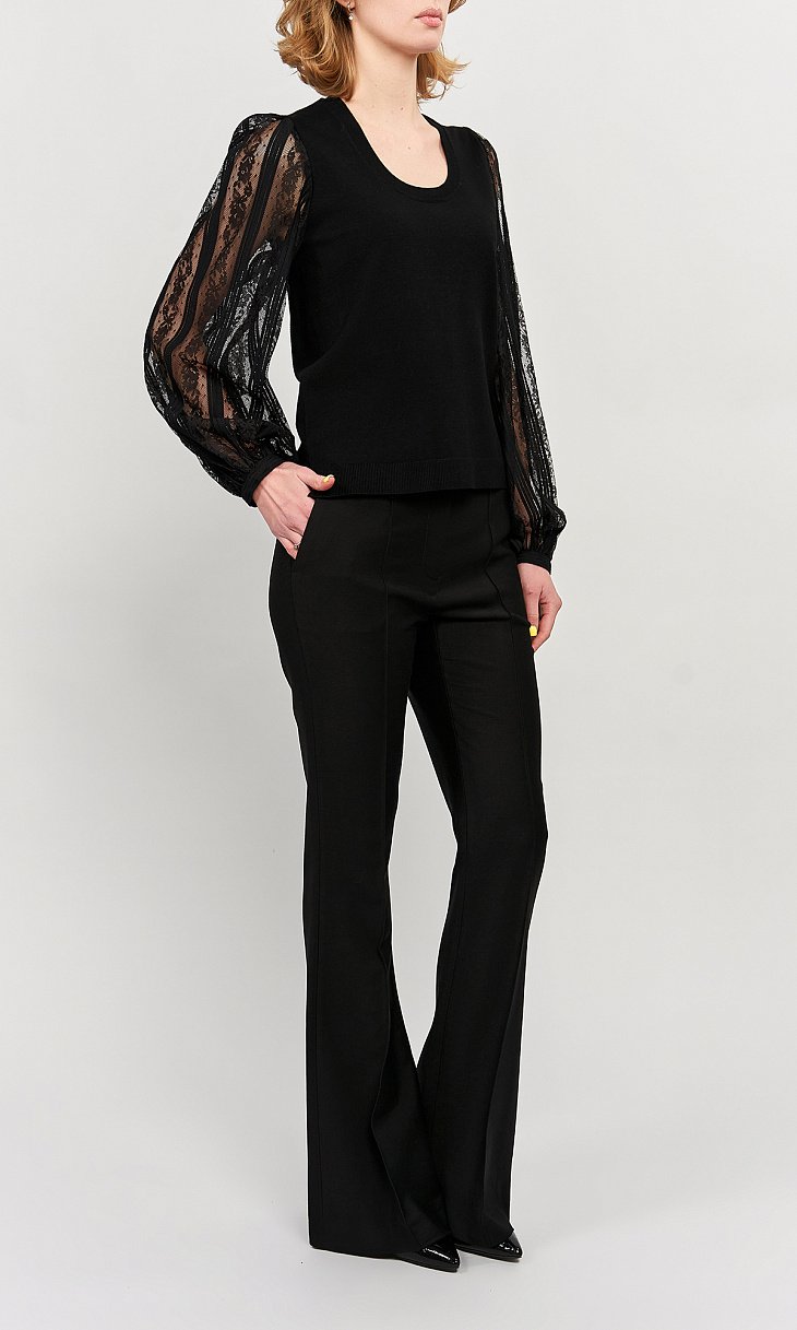 TWINSET: Пуловер с кружевными рукавами