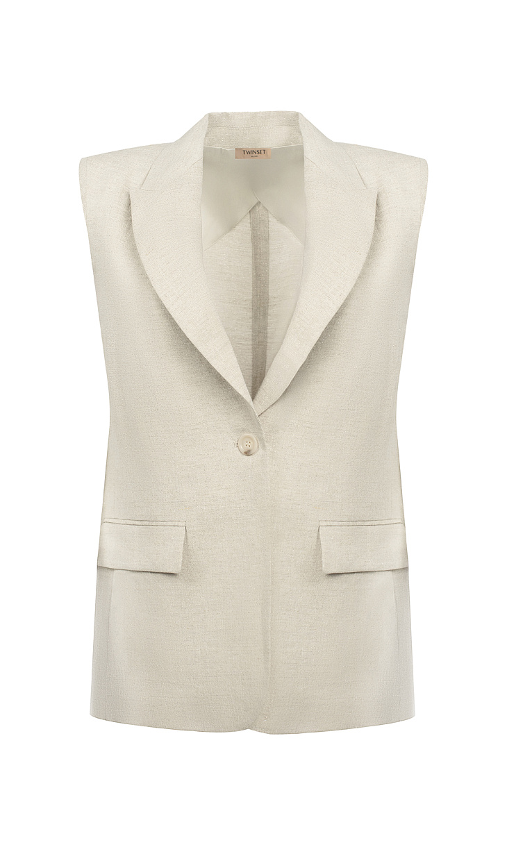 TWINSET: Льняной жилет с люрексом