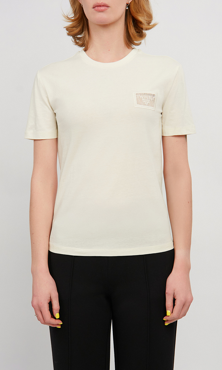TWINSET: Футболка с вышивкой