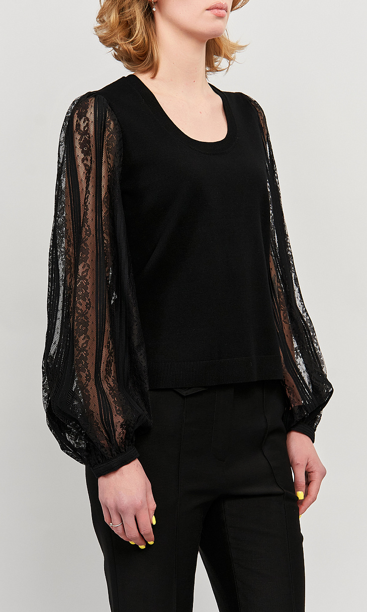 TWINSET: Пуловер с кружевными рукавами