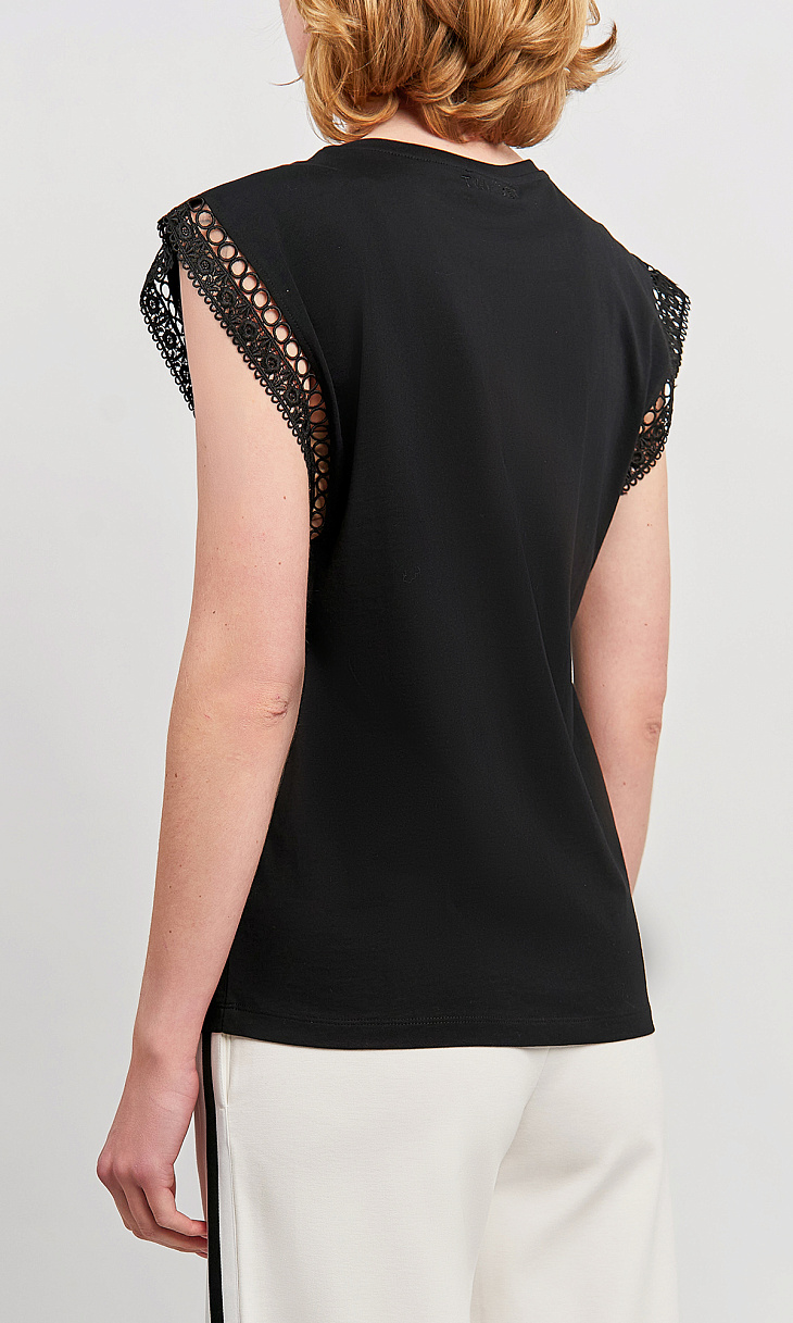 TWINSET: Футболка с кружевом