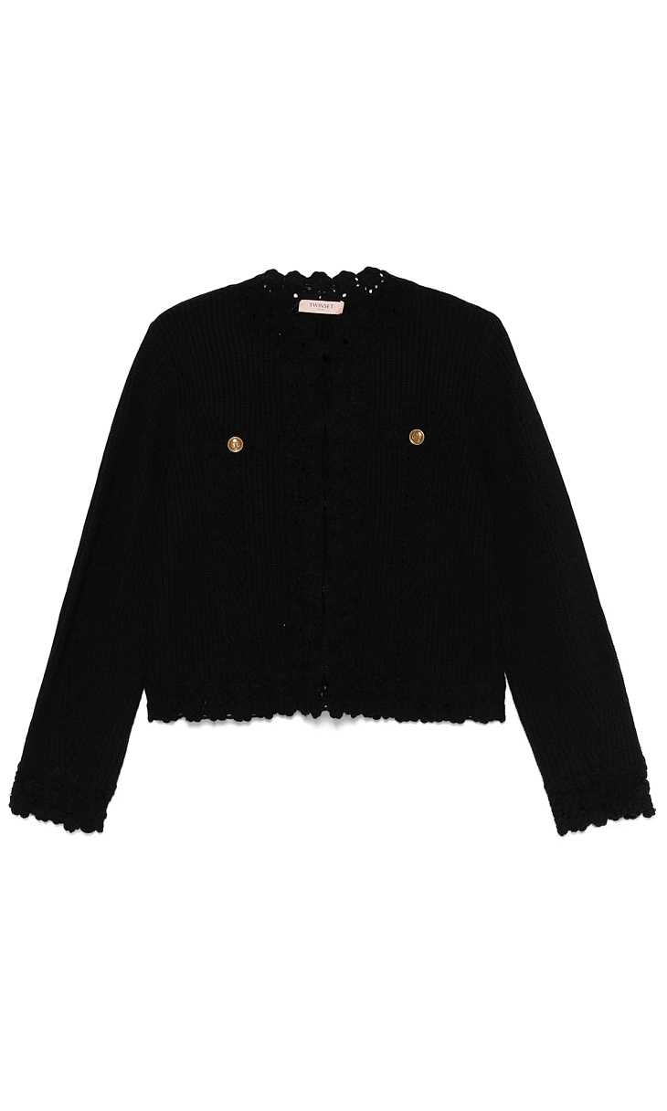 TWINSET: Кардиган с отделкой в технике кроше