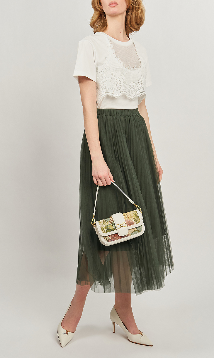 TWINSET: Футболка с кружевом