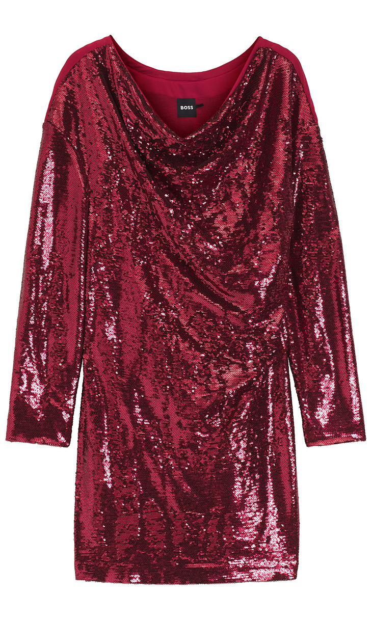 HUGO BOSS: Платье с пайетками