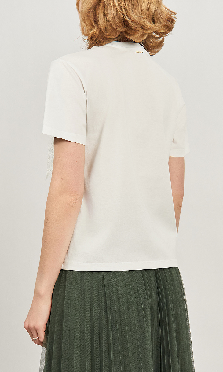 TWINSET: Футболка с кружевом