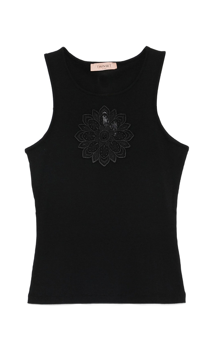 TWINSET: Топ с вышивкой