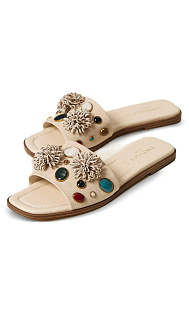 Замшевые шлепанцы с декоративными камнями