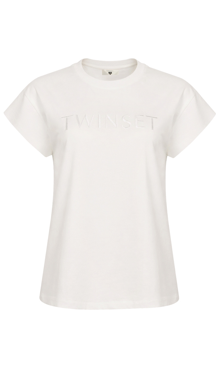 TWINSET: Футболка с вышитым логотипом