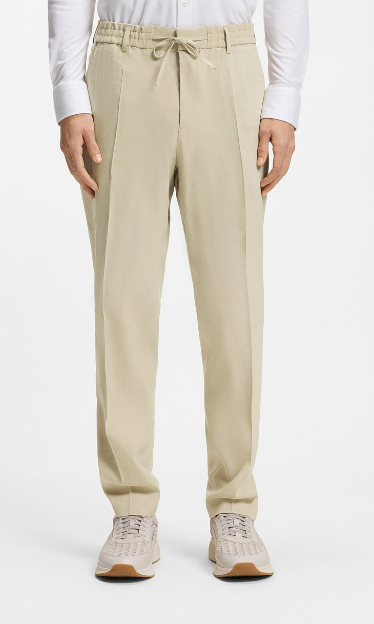 HUGO BOSS: Зауженные брюки из льна