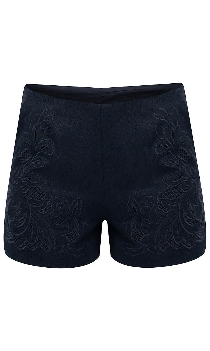 TWINSET: Льняные шоты с вышивкой