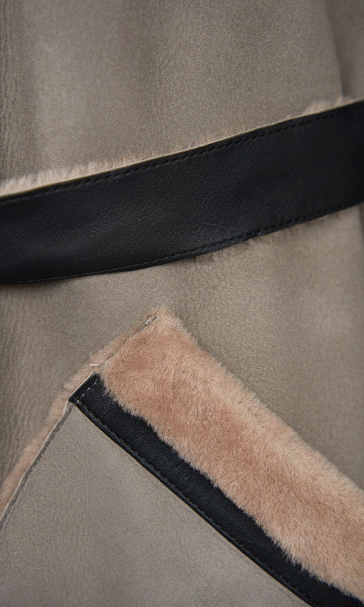 MARION FASHION: Дубленка с воротником-стойкой