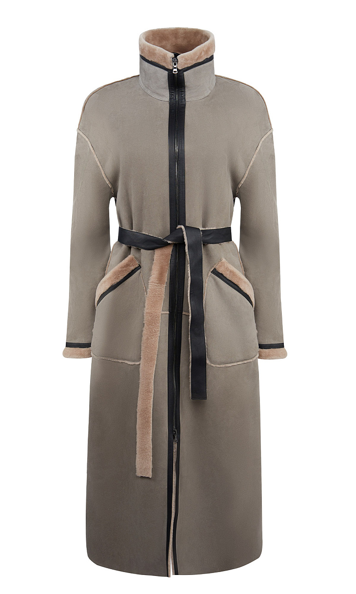 MARION FASHION: Дубленка с воротником-стойкой