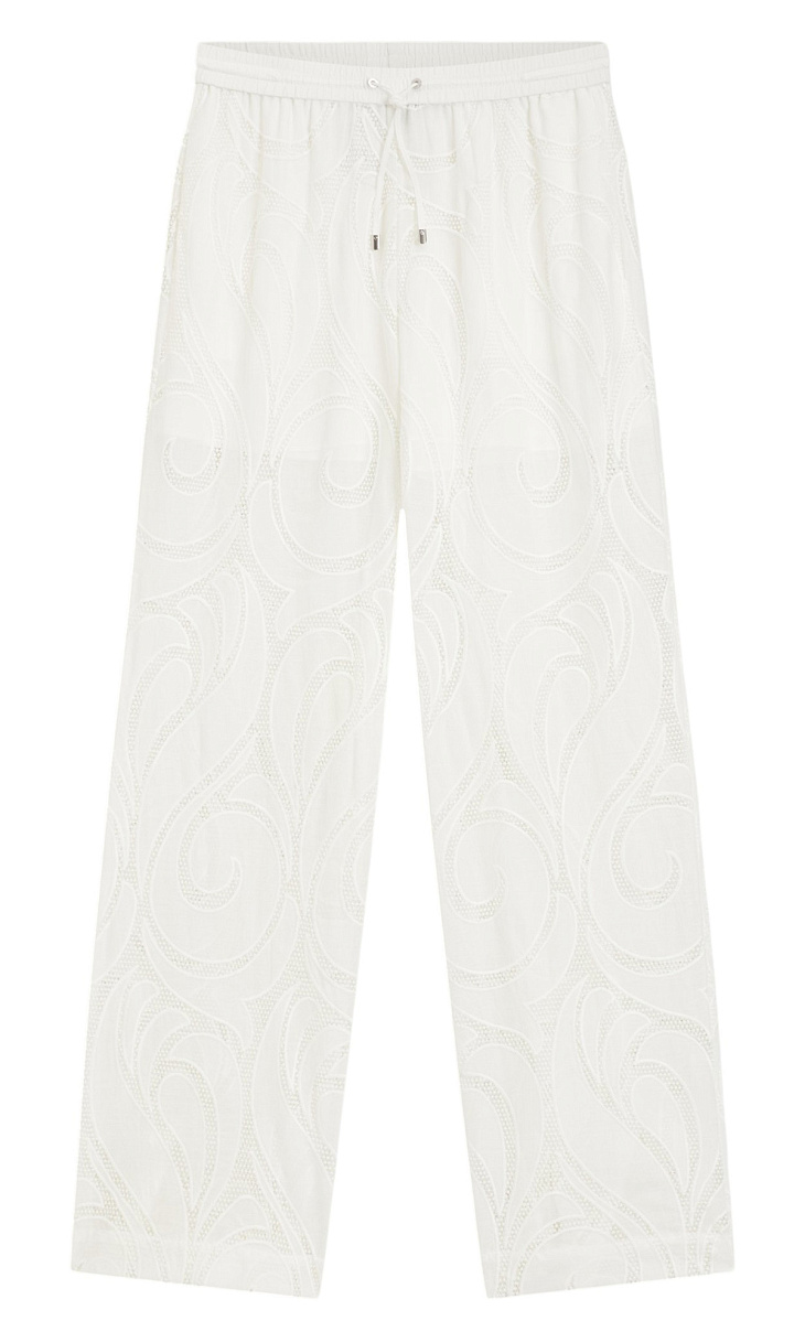 HUGO BOSS: Брюки с вышивкой из рами